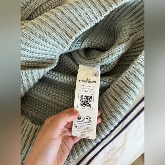 STONE ISLAND PURE WOOL REVERSE STITCH KNIT CREWNECK IN SAGE - Picture 16 of 16